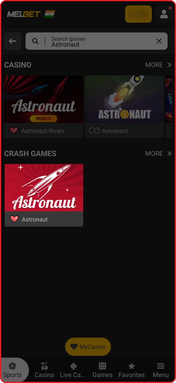 Open the app and search the Astronaut game to play.