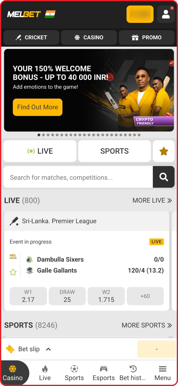 Visit an Indian Astronaut online casino and open apps page.